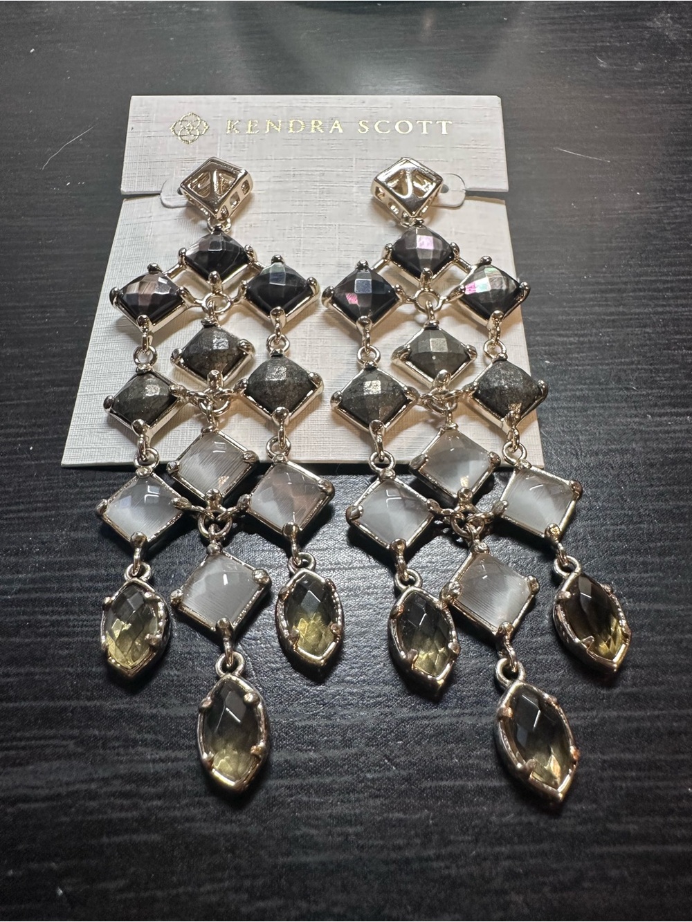 VGUC Vintage Kendra Scott Gloria Earrings in Black MOP, Pyrite, Slate, Clear